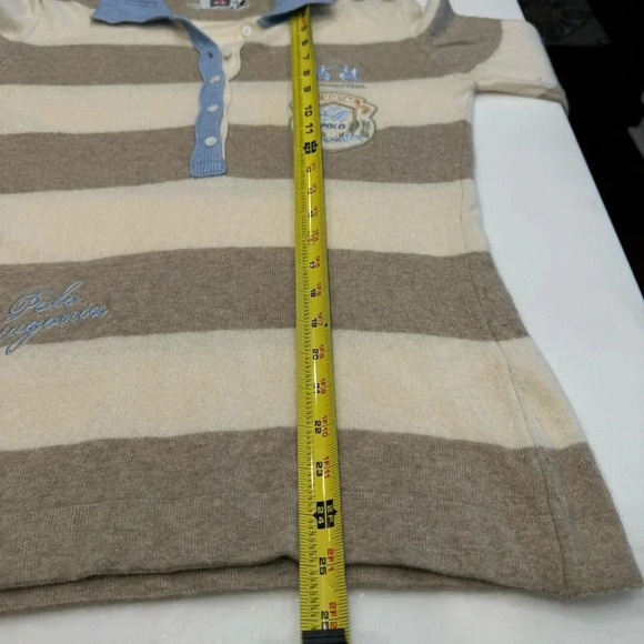 La Martina Polo Women's will cashmere blend V-Neck Sweater - Cream and Brown - Picture 10 of 12
